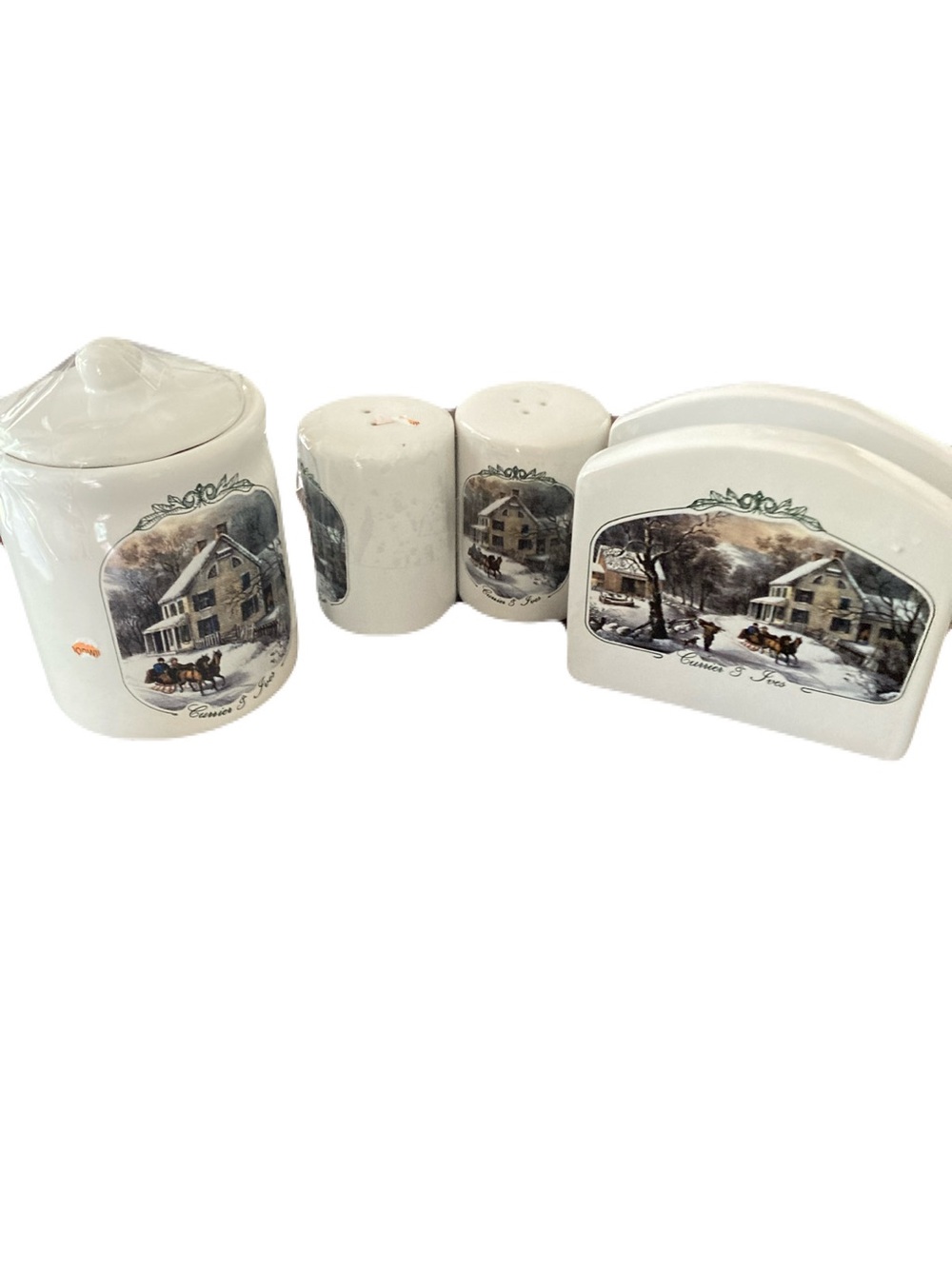 White Ceramic Winter Cottage Coffee & Tea Accessory Set - 4-Piece